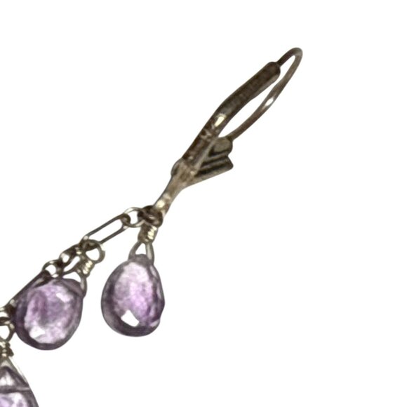 Amethyst Drop Dangle Earrings with Black Pearl Accents for Women - Picture 3 of 6